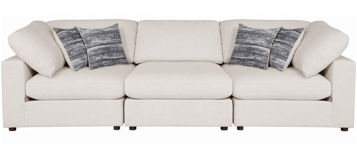 HILLARD Beige 120" Wide 3 Piece Modular Sofa