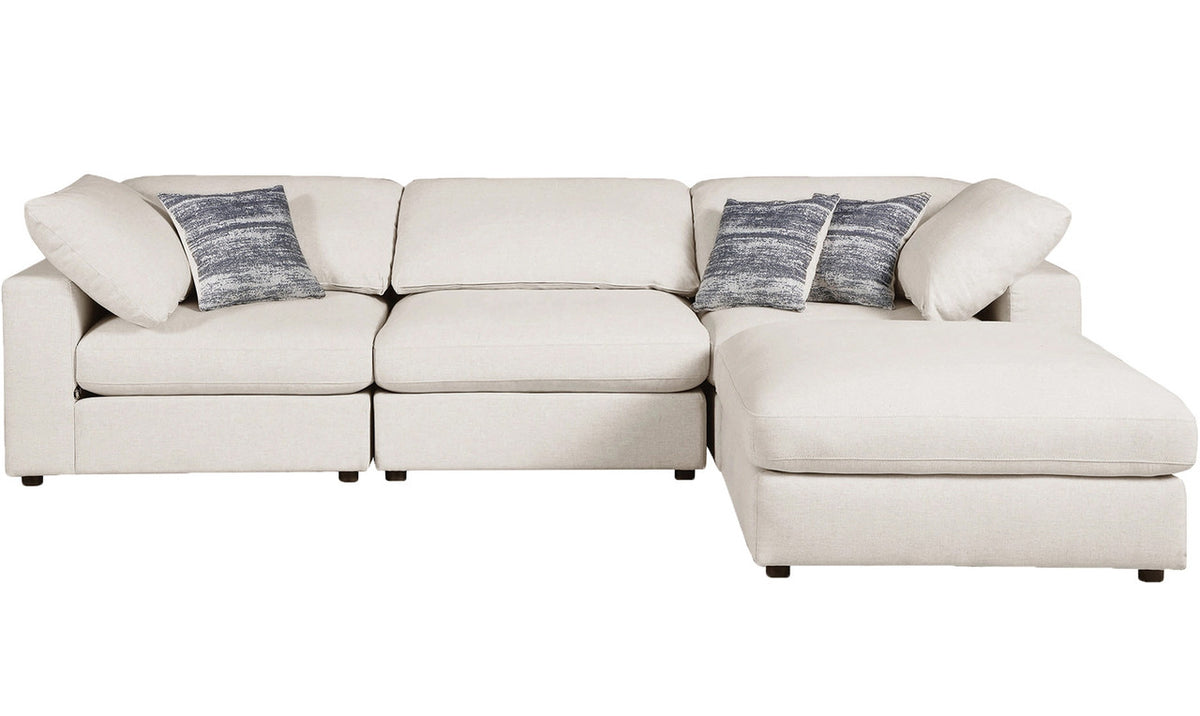 HILLARD Beige Linen 120" Wide 3 Piece Modular Sectional