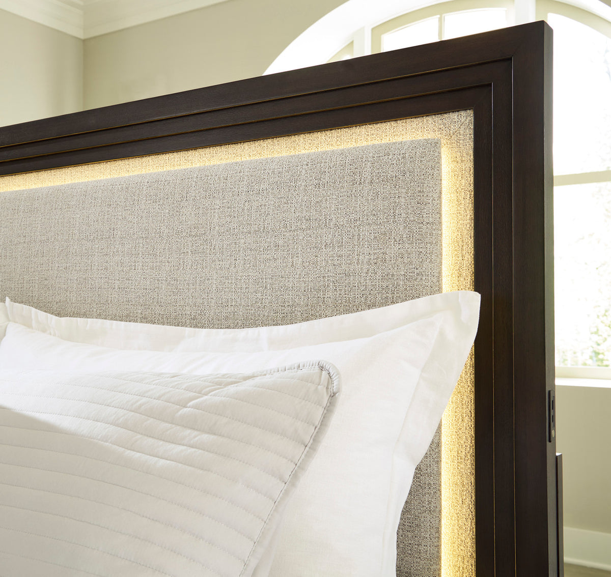 HOLLINS Grayish Brown 57" Height Bed with LED's