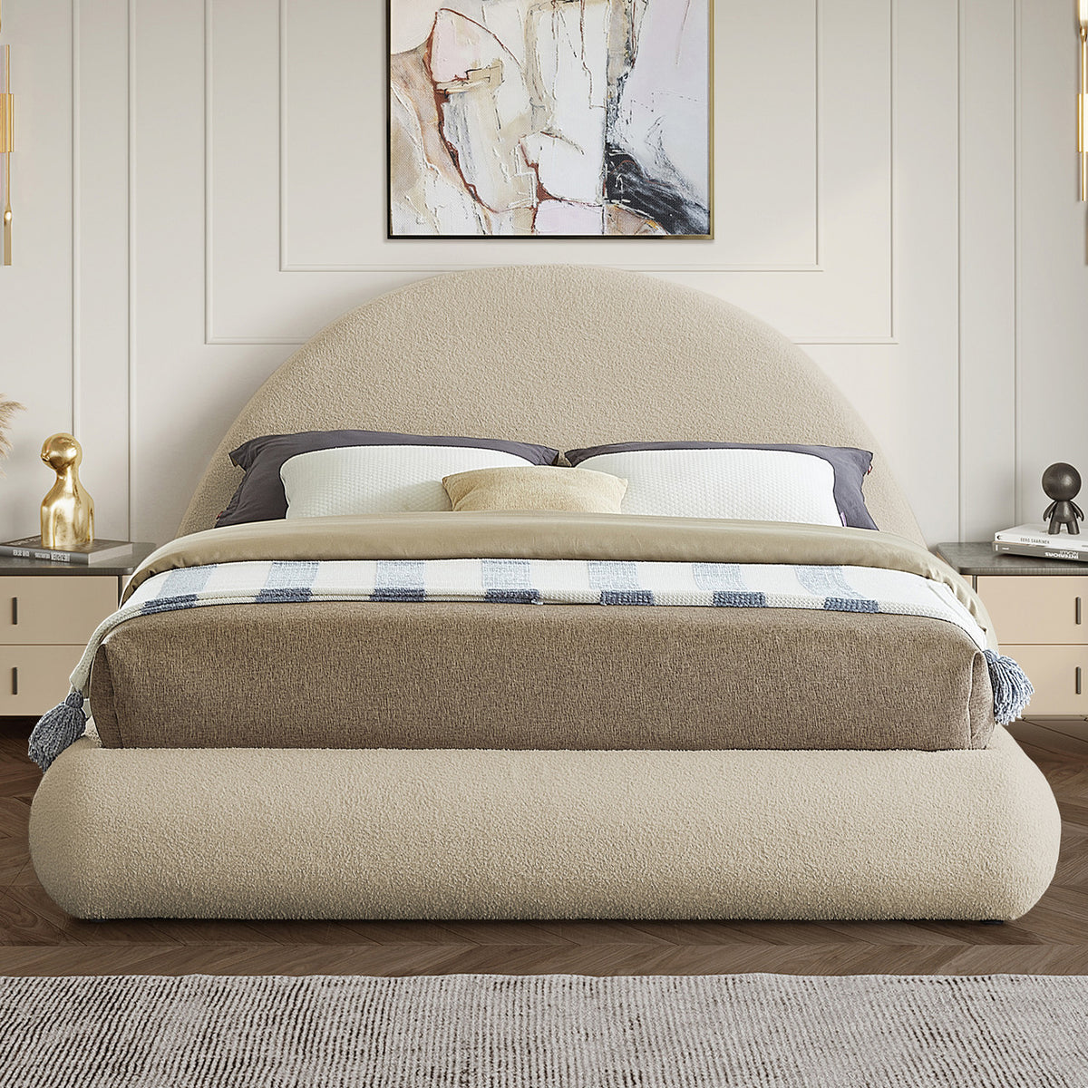 HORITO Beige Faux Shearling Bed