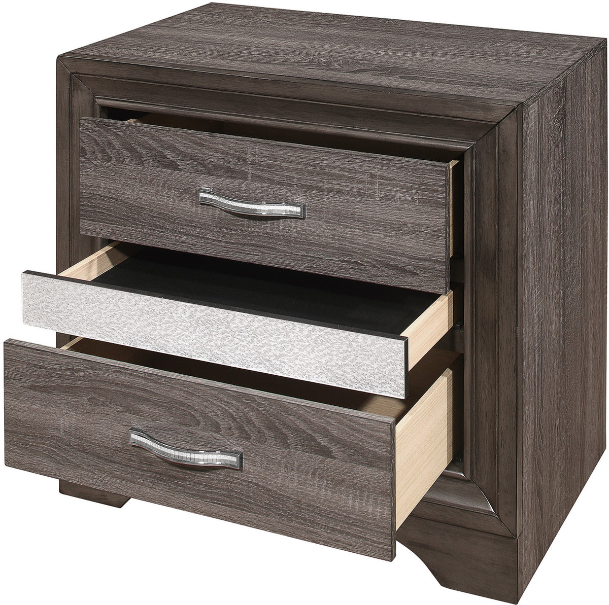 HUDSON Gray Platform Bedroom Set with Hidden Drawers