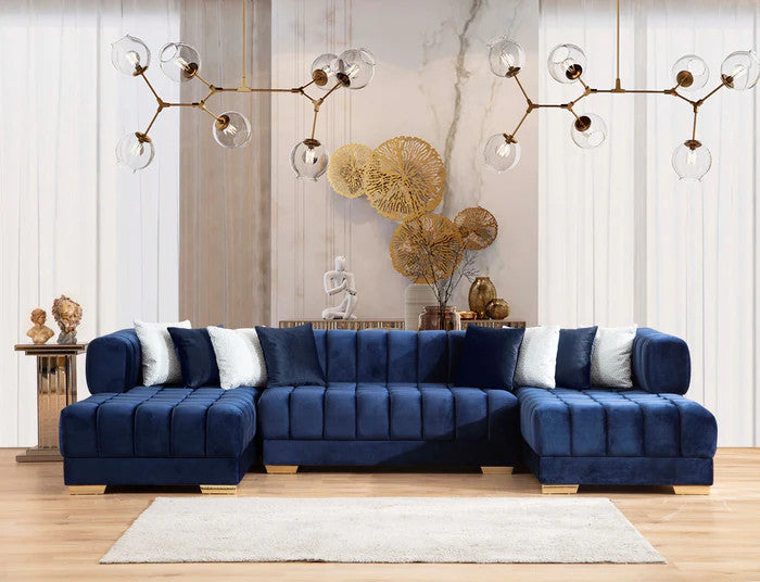HURLEY Blue Velvet Double Chaise Sectional
