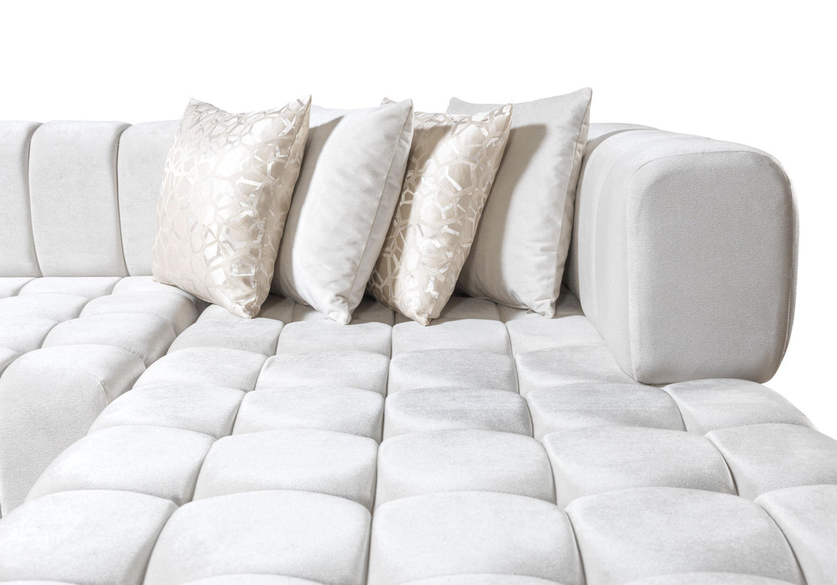 HURLEY Ivory Velvet 141" Wide Double Chaise Sectional