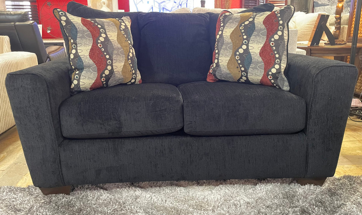 Brogain Black 63" Wide Loveseat