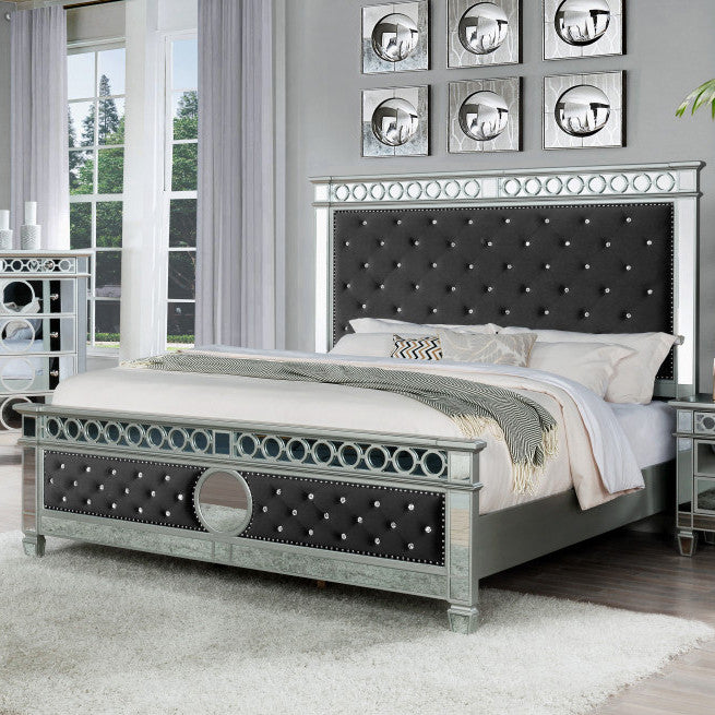 INSIGNA Velvet & Mirrored Bed