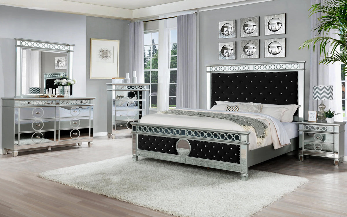 INSIGNA Black Velvet & Mirror Bedroom Set
