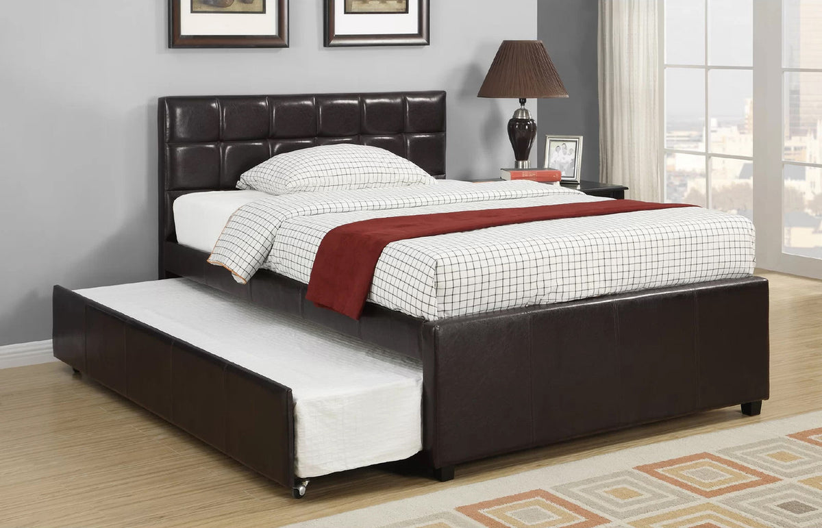 JANNA Dark Brown Platform Bed with Twin Trundle