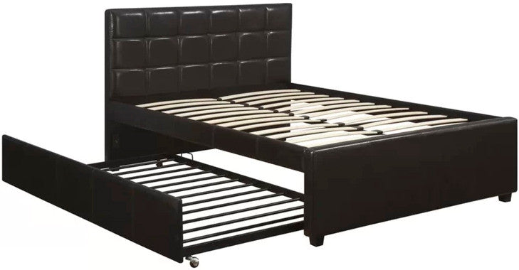 JANNA Dark Brown Platform Bed with Twin Trundle