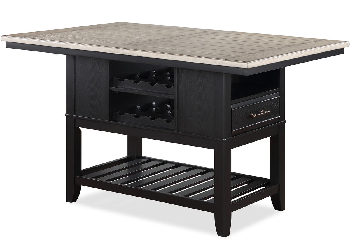 JAVIAN Black and Gray 60" x 40" Counter Height Table