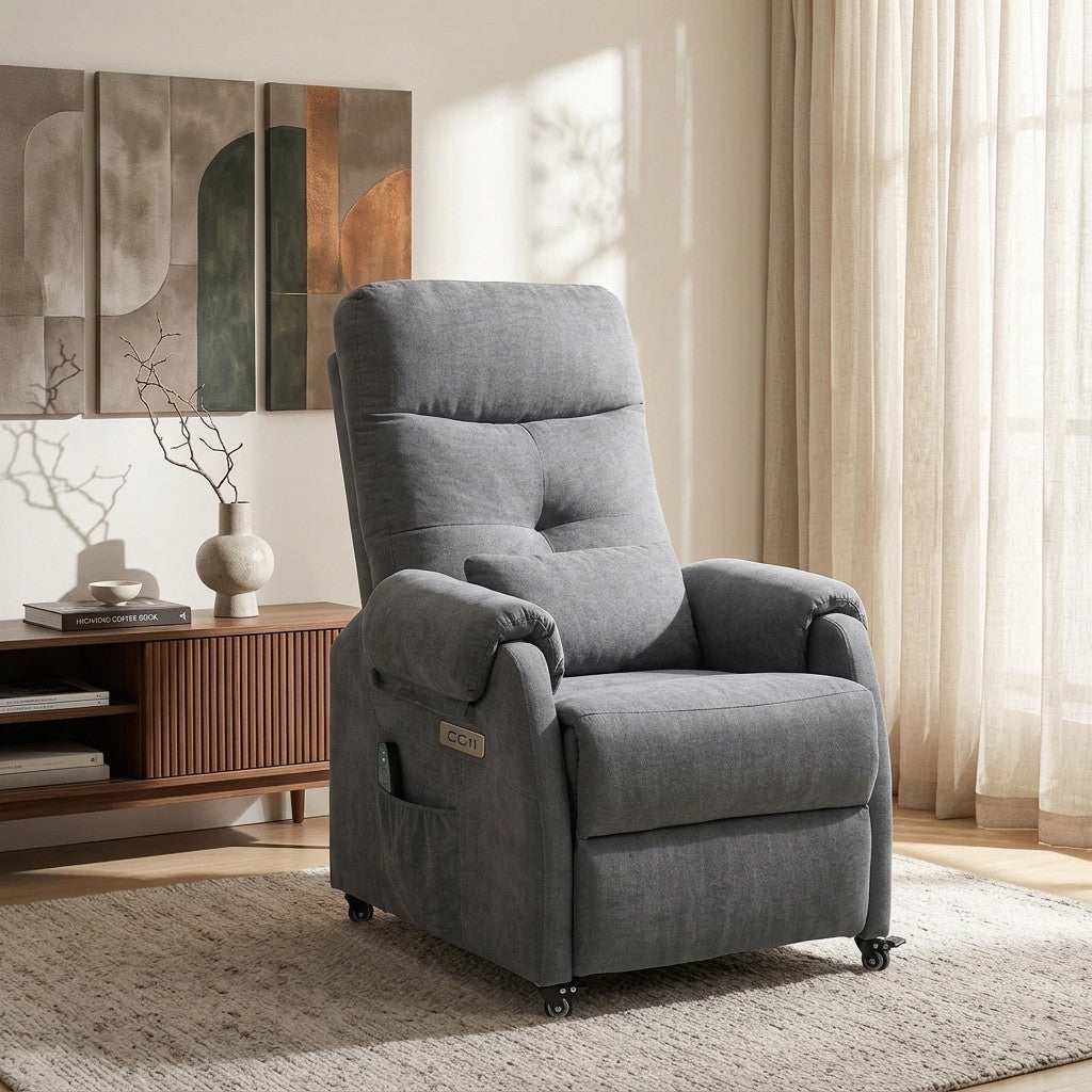 JEANNE Dark Gray 24" Wide x 38" Height Power Recliner Chair with Heating