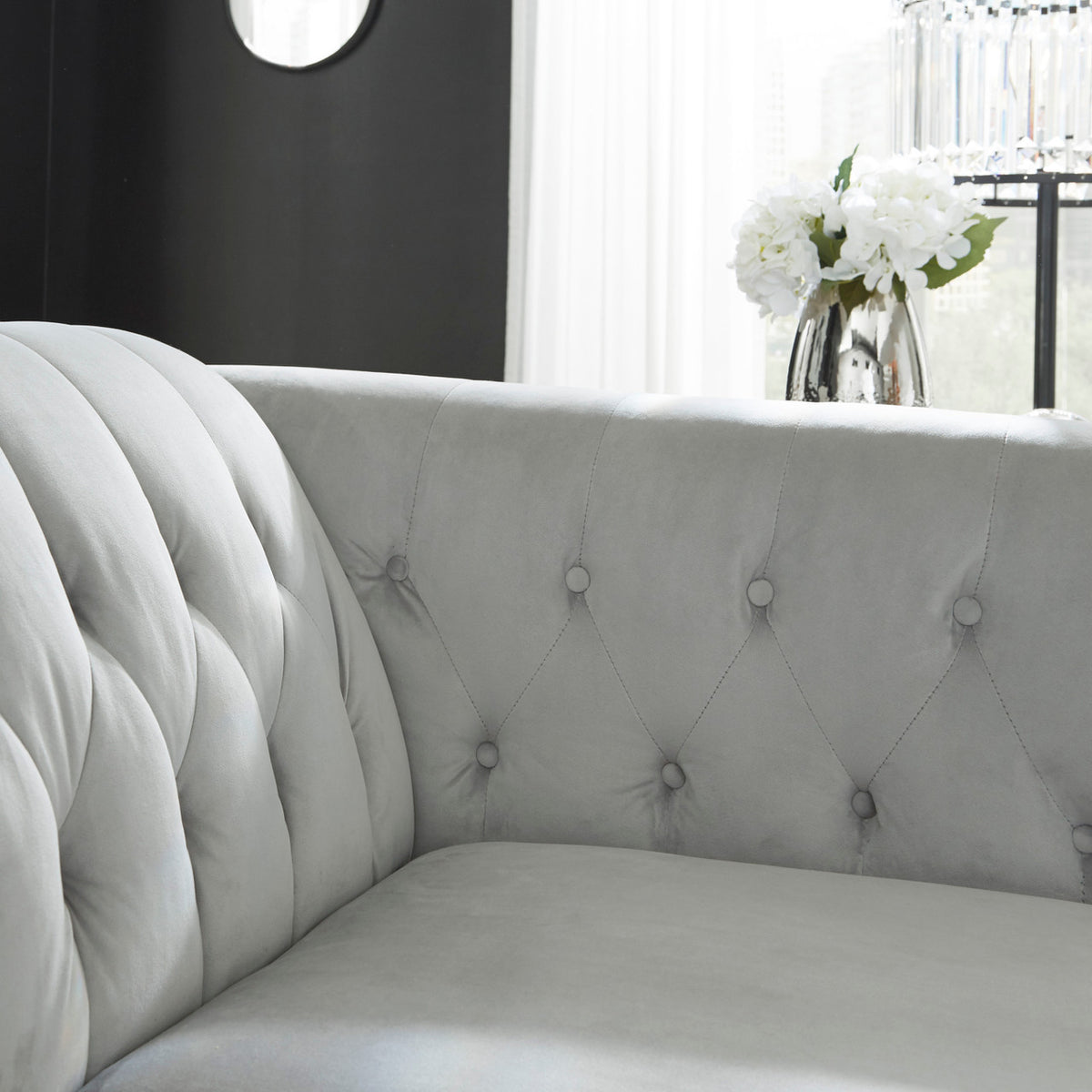 GEMINA Neutral Gray Velvet 93" Wide Sofa