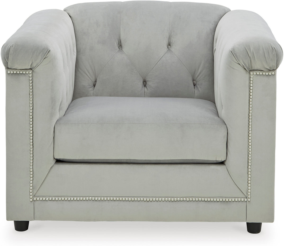 GEMINA Neutral Gray Velvet 42" Wide Arm Chair