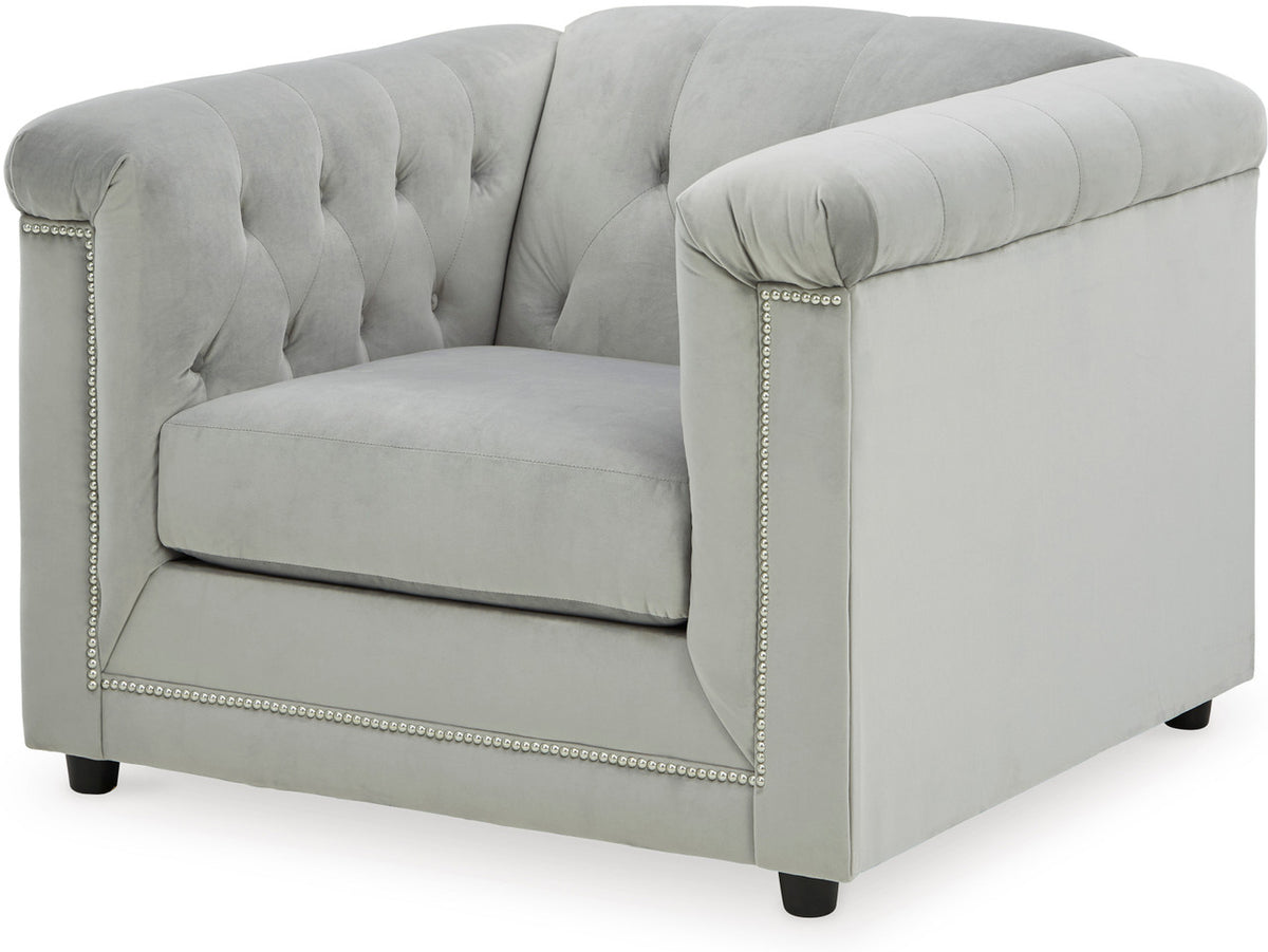 GEMINA Neutral Gray Velvet 42" Wide Arm Chair