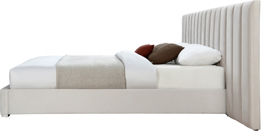 JESIQUE Cream Velvet Bed