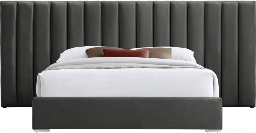JESIQUE Gray Velvet Bed