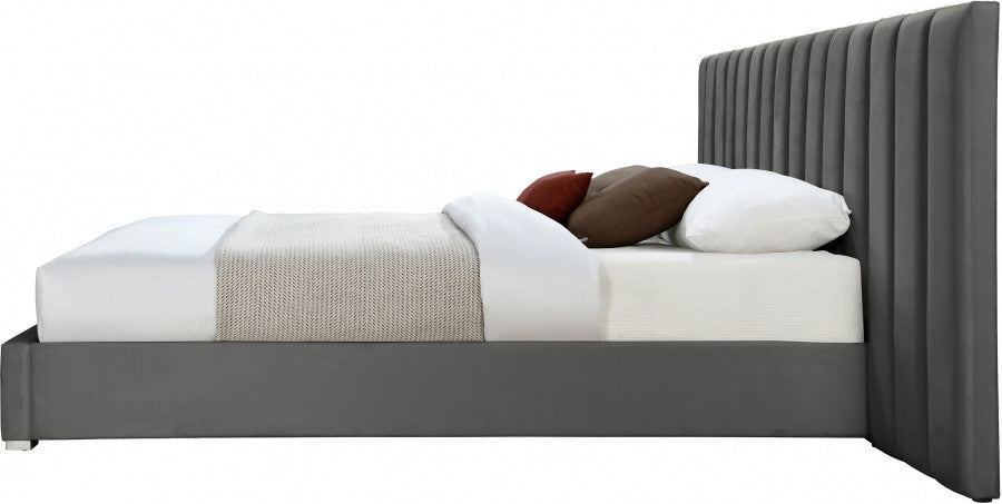 JESIQUE Gray Velvet Bed