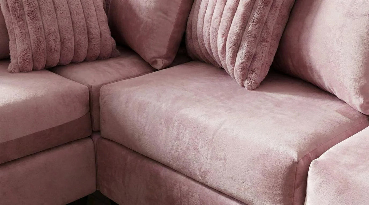 JOICO Pink Velvet & Corduroy 107" x 80" Sectional