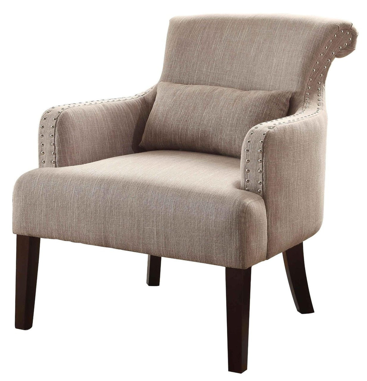 Jeny Light Brown Nail Head Accent Chair
