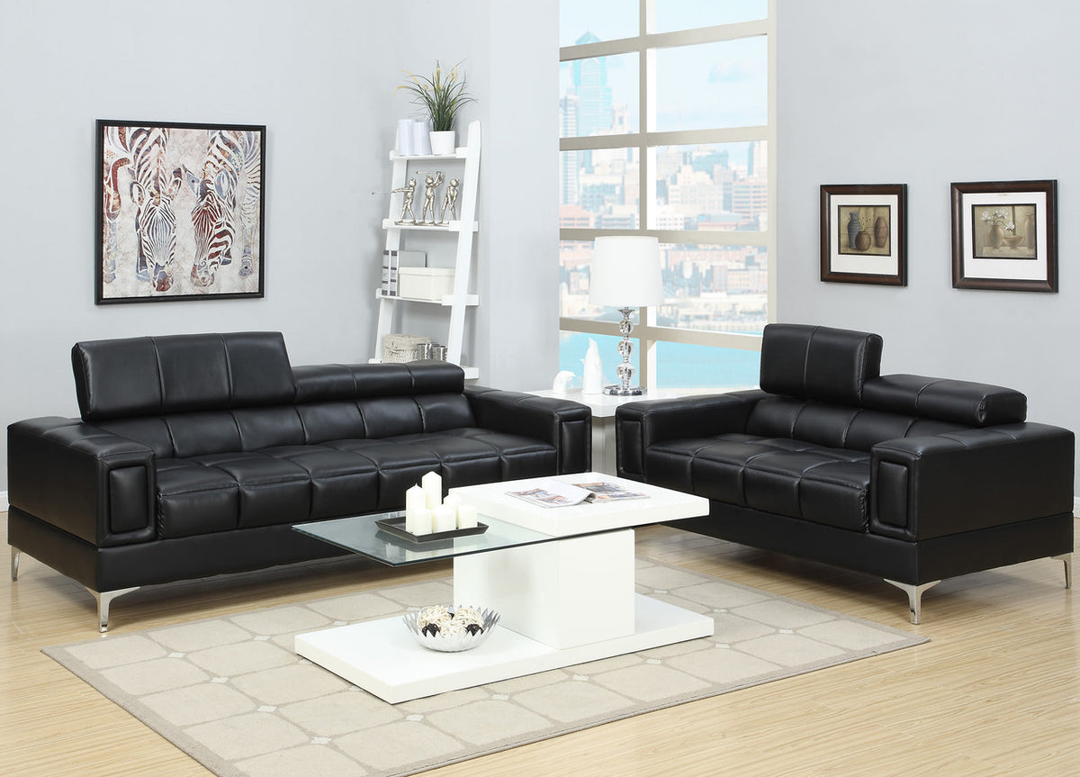 JERMEI Black Livingroom Set