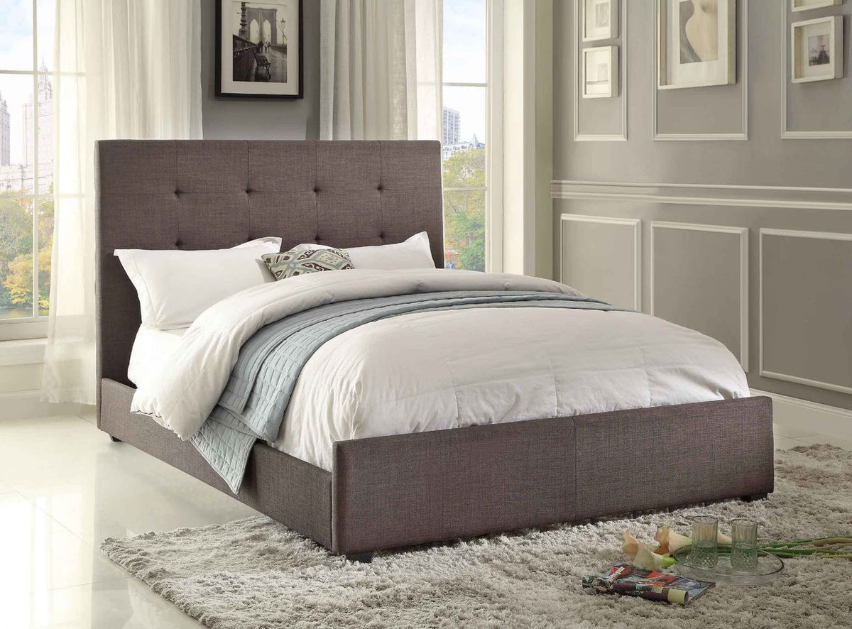 JOSY Gray Fabric Tufted Headboard Bed