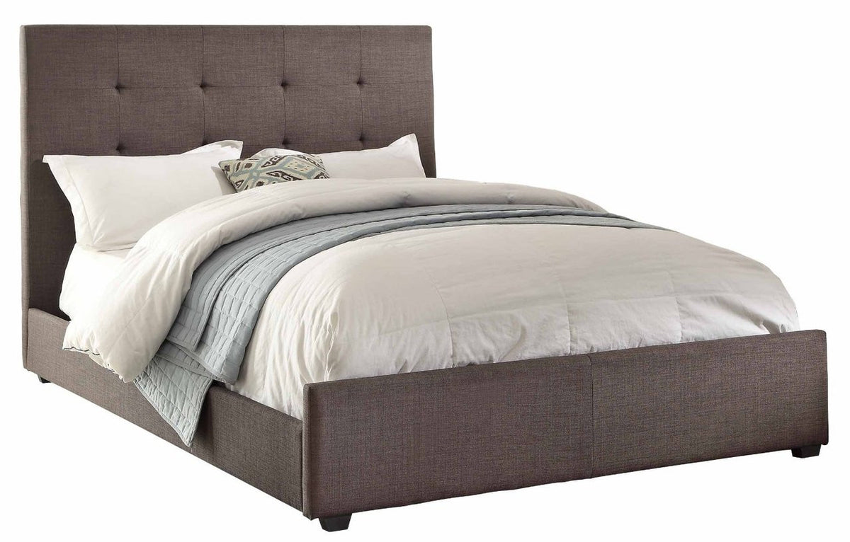 JOSY Gray Fabric Tufted Headboard Bed