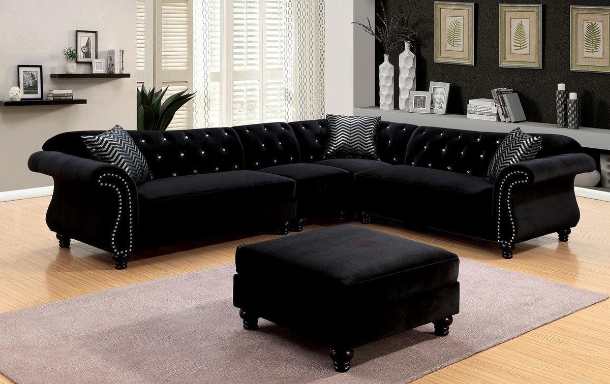 YULIETTE Black 32" Wide Ottoman