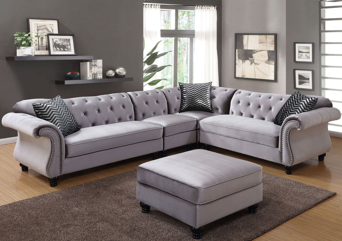 YULIETTE Gray 32" Wide Ottoman