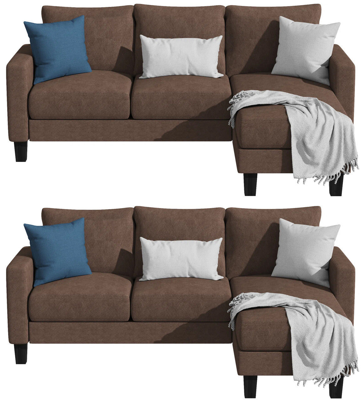 KALIMA Brown 71" Wide Reversible Sofa Chaise