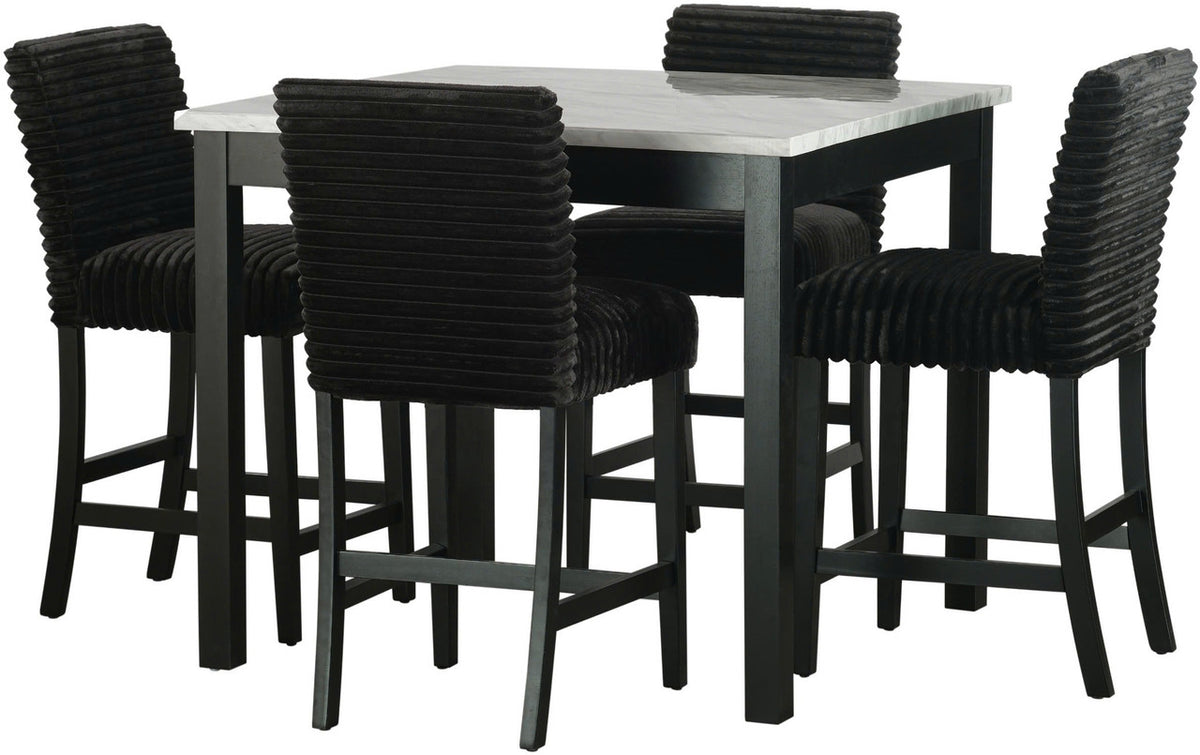 KALIPSO Black Corduroy 5 Piece Counter Height Set