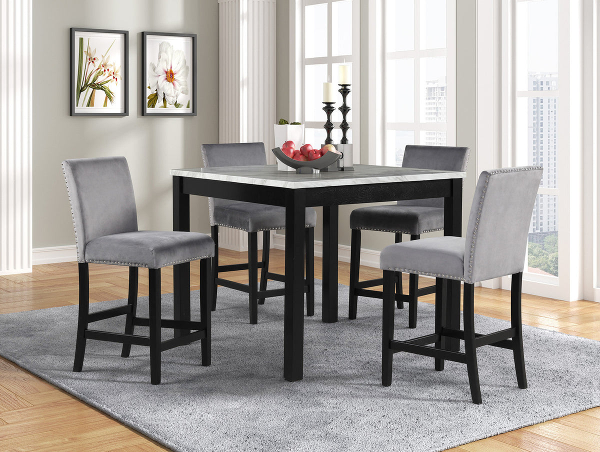 KALIPSO Gray & White 5 Piece Counter Height Set