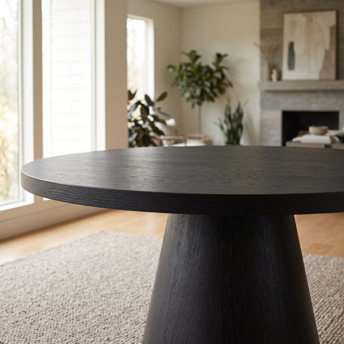 KARIM Black 52" x 52" Round Dining Table