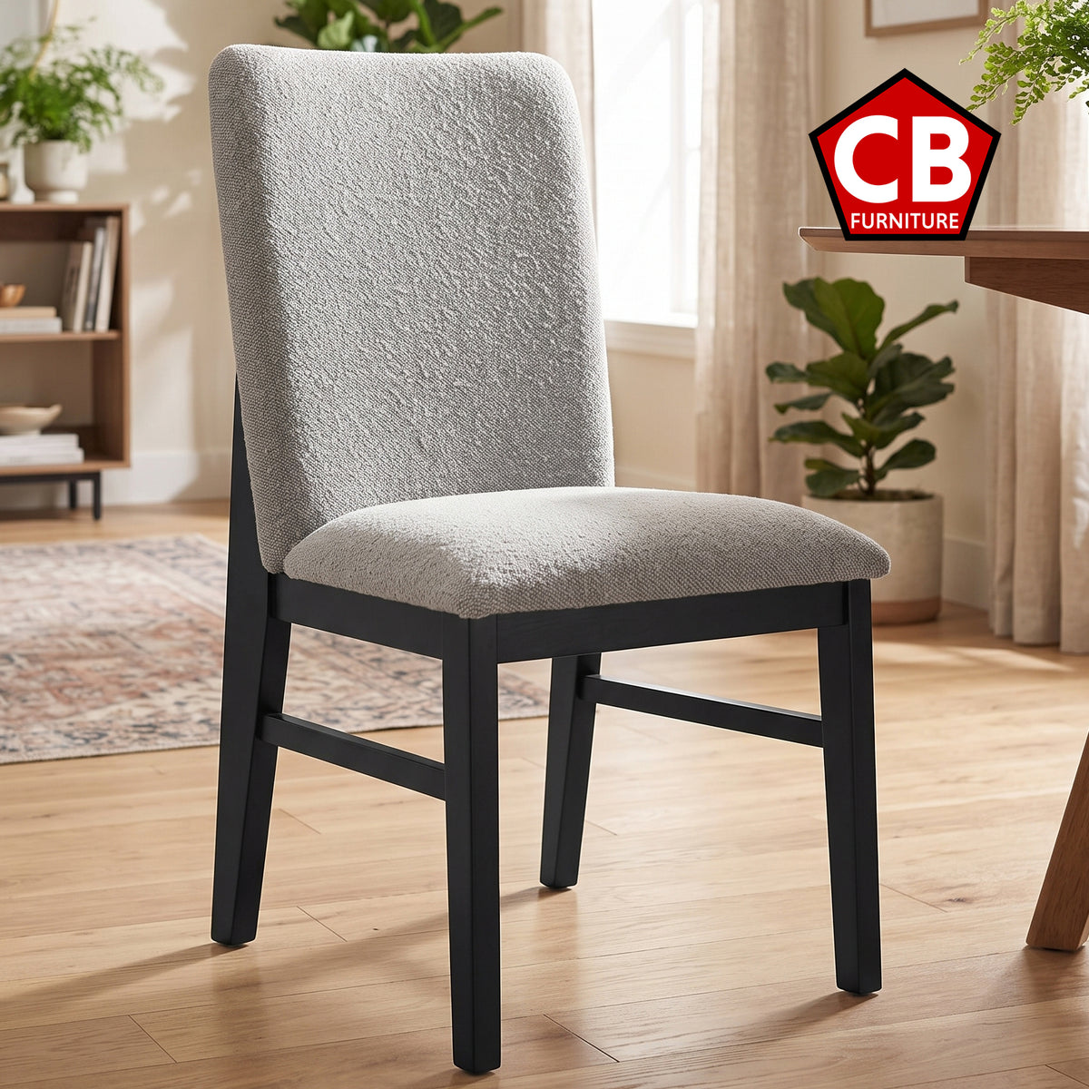 KARIM Black & Gray Boucle 20" Wide Dining Chair