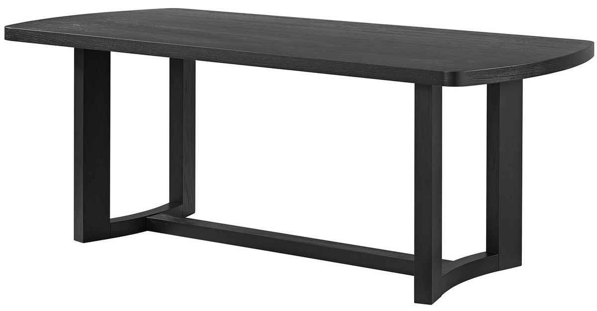 KARIM Black & Gray Boucle 7 Piece Dining Set