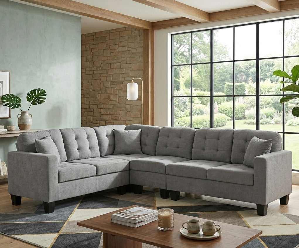 KAVALA Gray Water-Resistant 107" x 84" Reversible Sectional