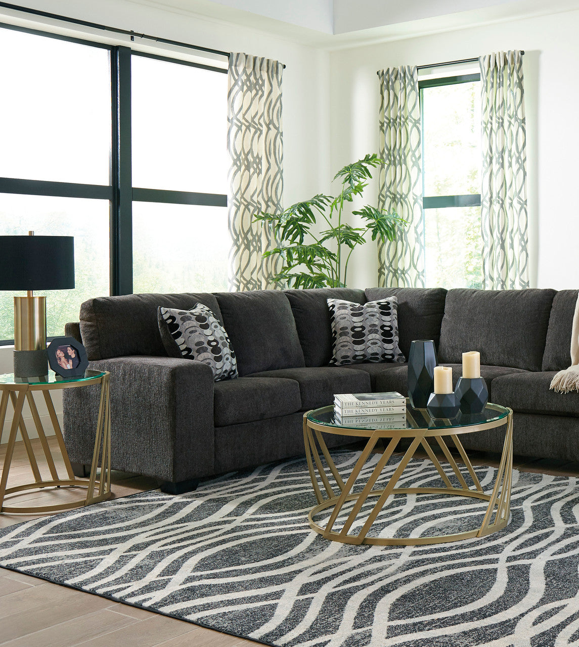 KAVANA Gray 144" x 93" Oversized Sectional with Double Sofa