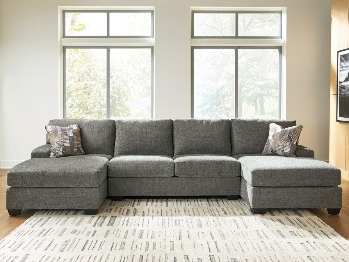 KAXIM Gray Chenille 142" x 61" Double Chaise Sectional