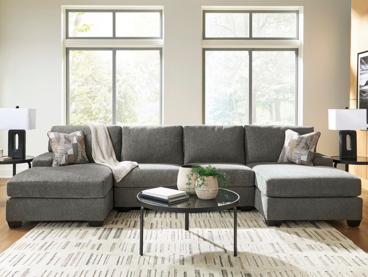 KAXIM Gray Chenille 142" x 61" Double Chaise Sectional