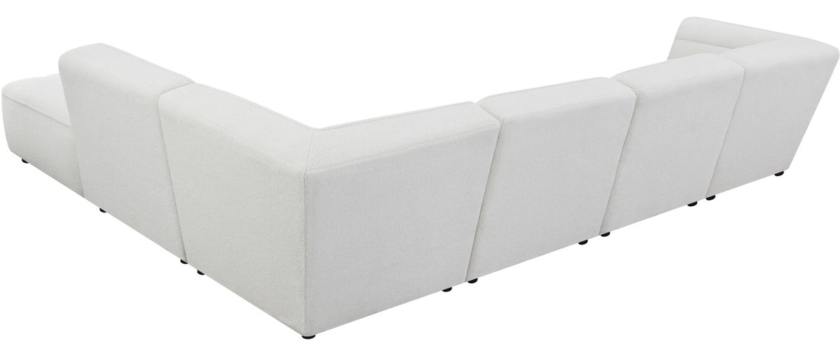 KERENA White Faux Sheep Skin 142" Wide Modular Sectional