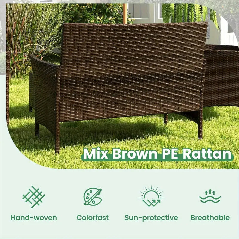KESTEN Brown & Gray 4 Piece Sofa Patio Set
