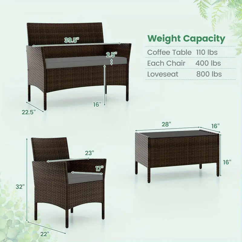KESTEN Brown & Gray 4 Piece Sofa Patio Set
