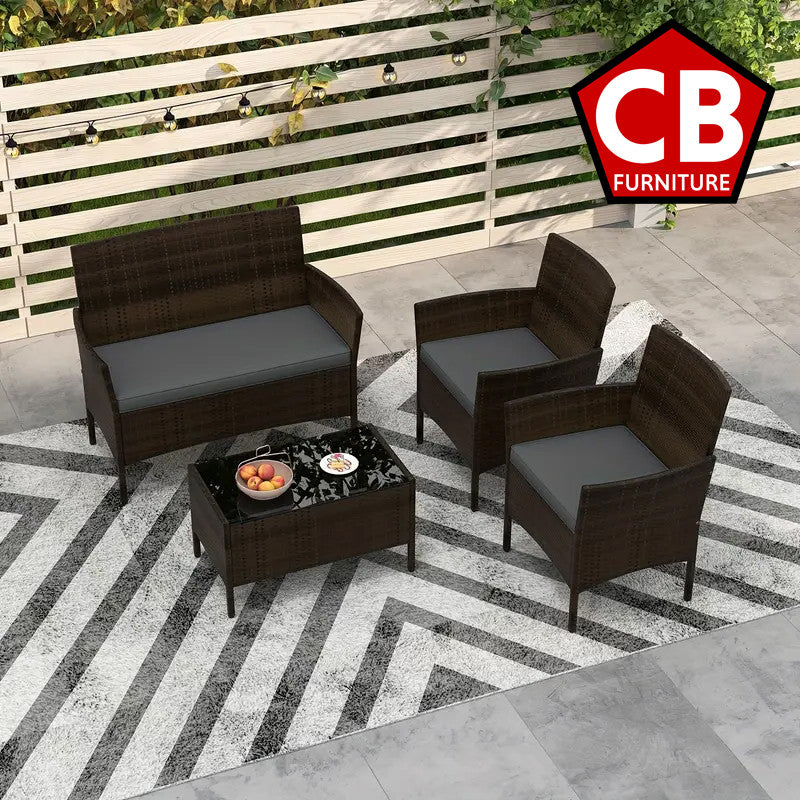 KESTEN Brown & Gray 4 Piece Sofa Patio Set