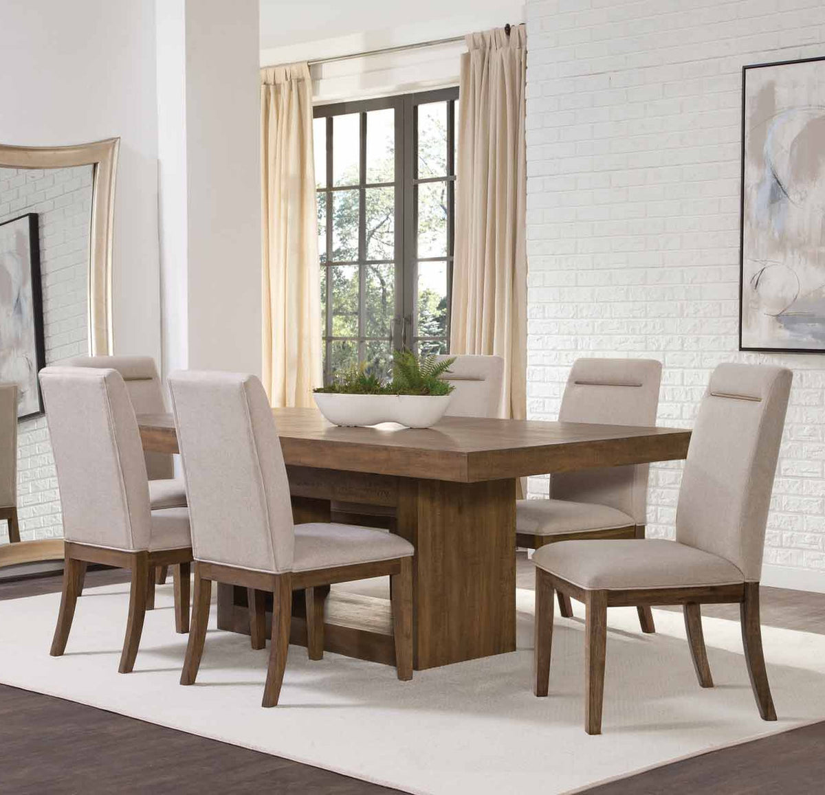 KEYBAY Distressed Toffee 7 Piece Dining Set