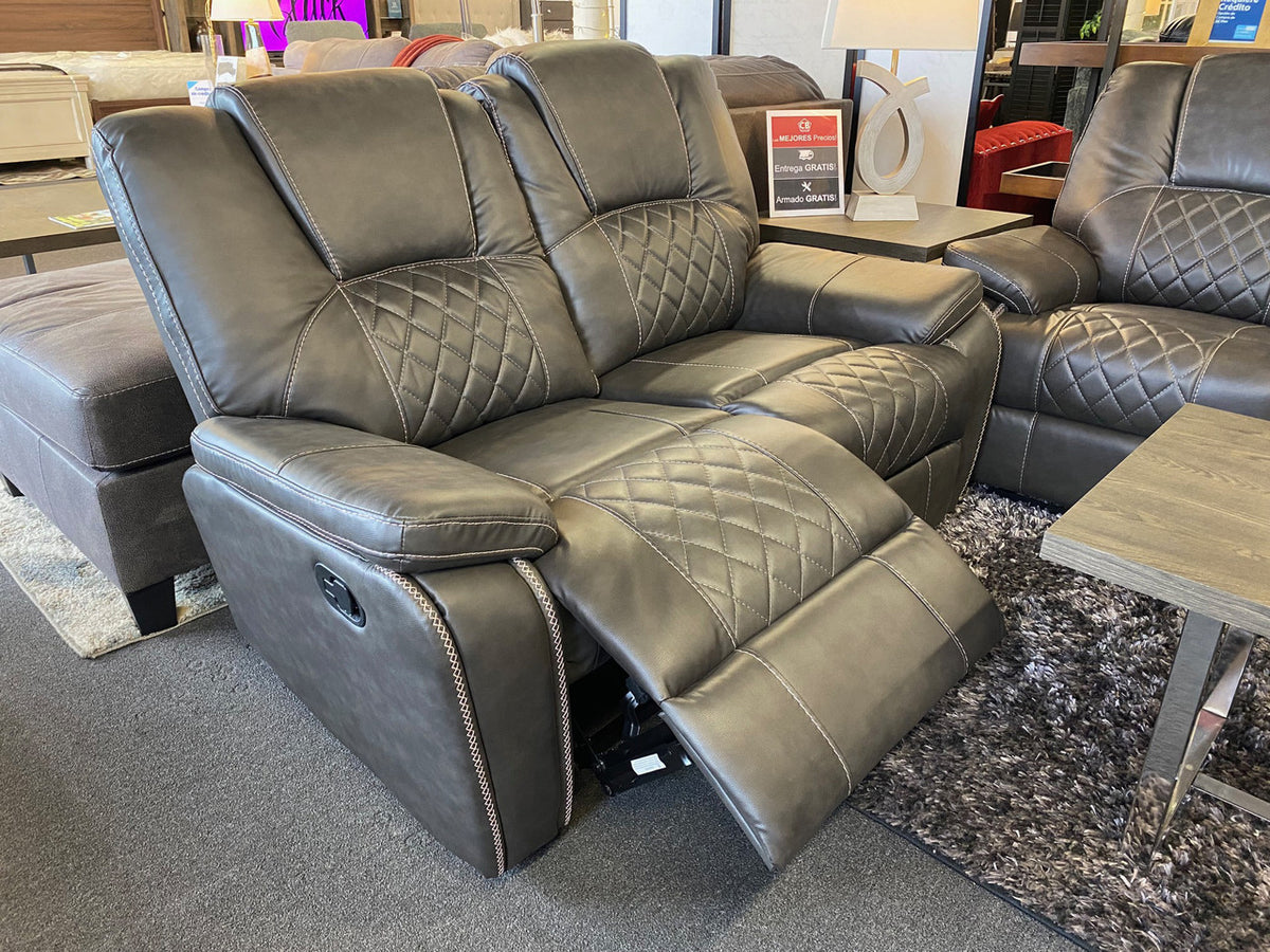 KEYWEST Gray Reclining Sofa & Loveseat with Drop Down Table