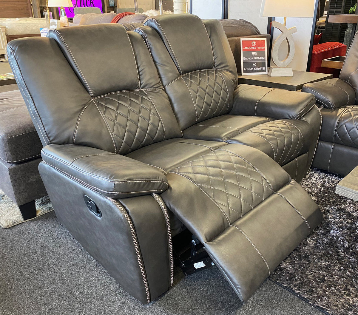 KEYWEST Gray 61" Wide Reclining Loveseat