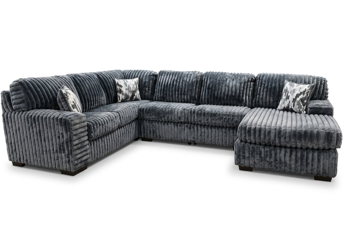 KIESTON Dark Gray Corduroy 143" Wide x 94" Depth Sectional