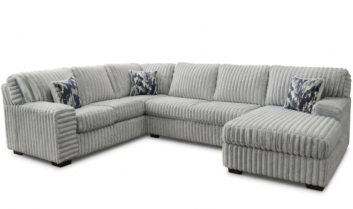 KIESTON Light Gray Corduroy 143" Wide x 94" Depth Sectional