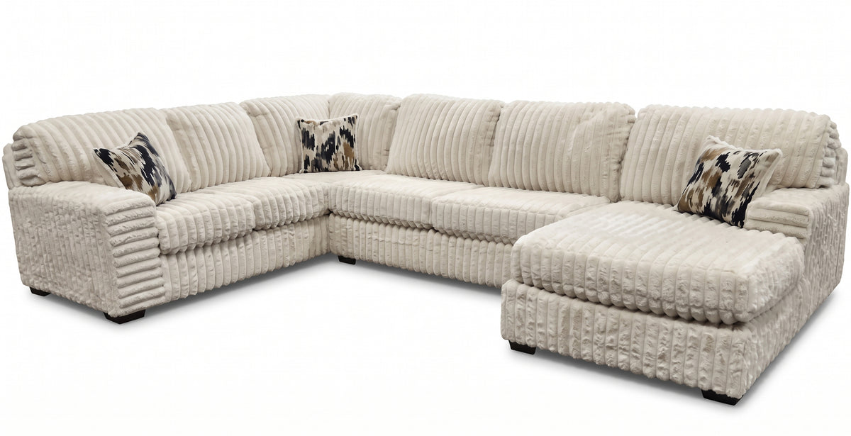 KIESTON Cream Corduroy 143" Wide x 94" Depth Sectional