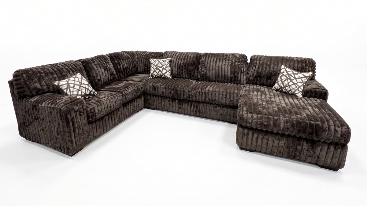 KIESTON Chocolate Corduroy 143" Wide x 94" Depth Sectional