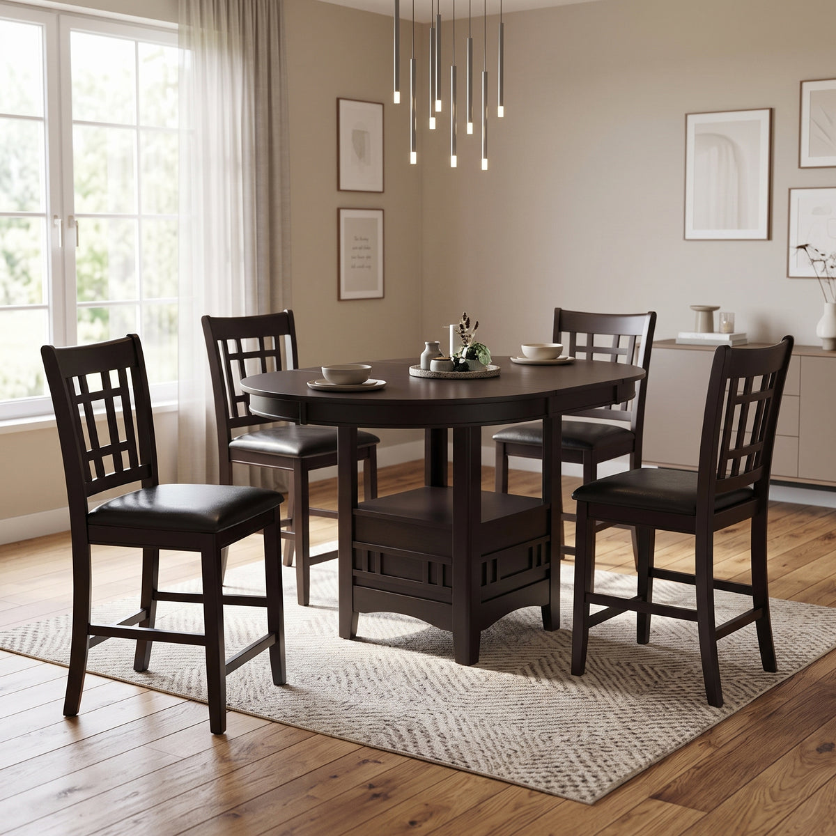 KILEEN Dark Brown 5-Piece Counter Height Set