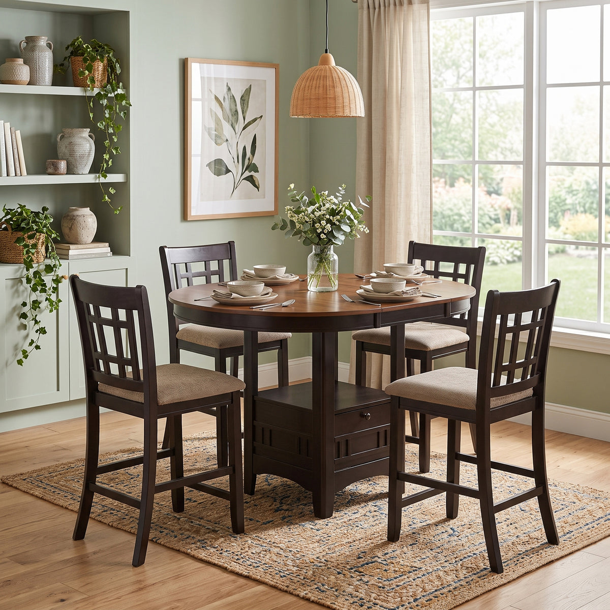 KILEEN Chestnut 5 Piece Counter Height Set
